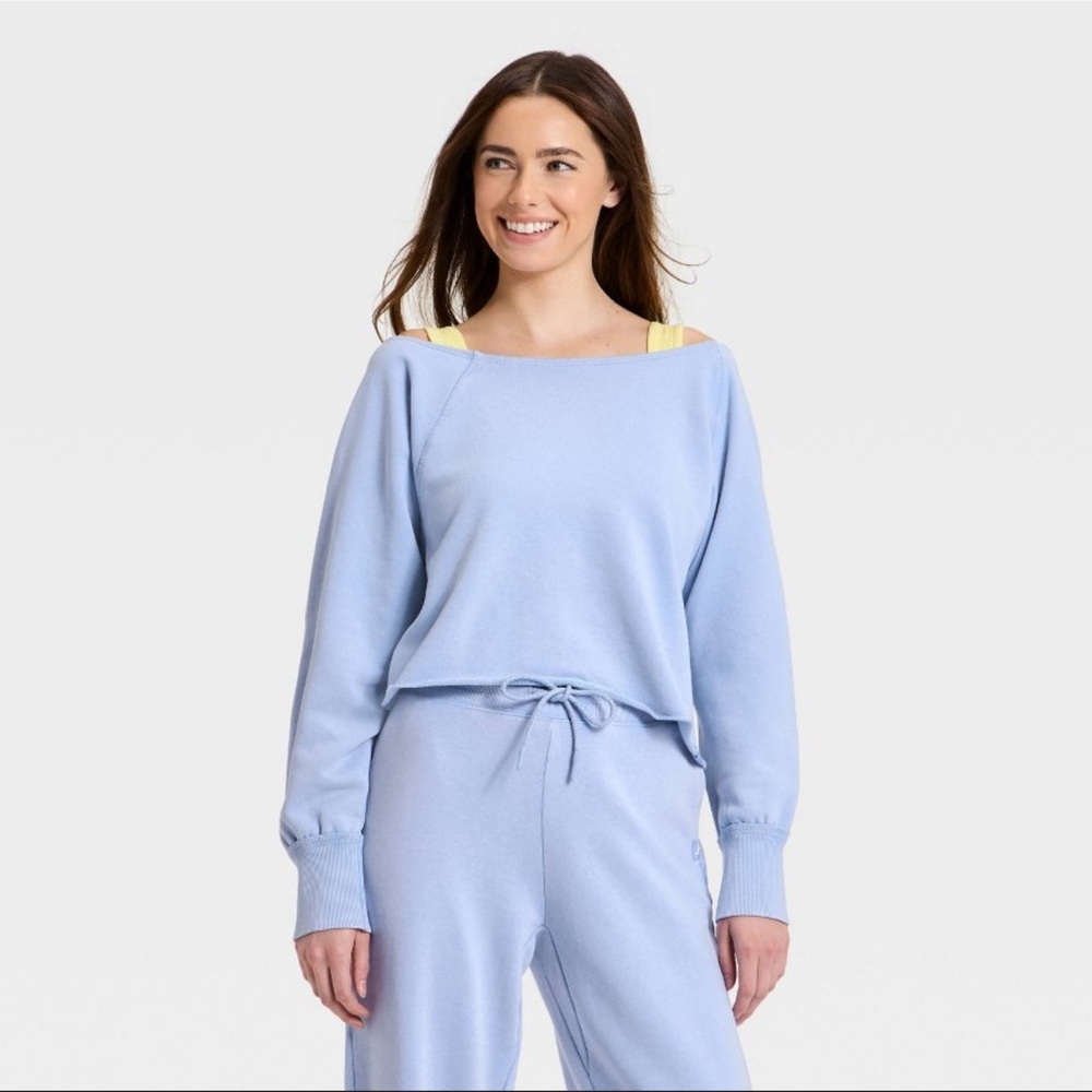 JoyLab™ Women's French Terry Off-The-Shoulder Sweatshirt - BLUE - XXS, XS & L